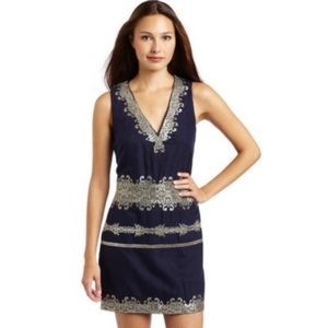 French Connection Midnight Moscow Mini Dress with Embroidery